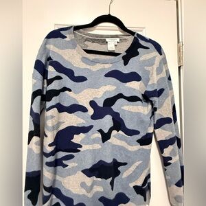 Talbots Blue Camo Crewneck Sweater